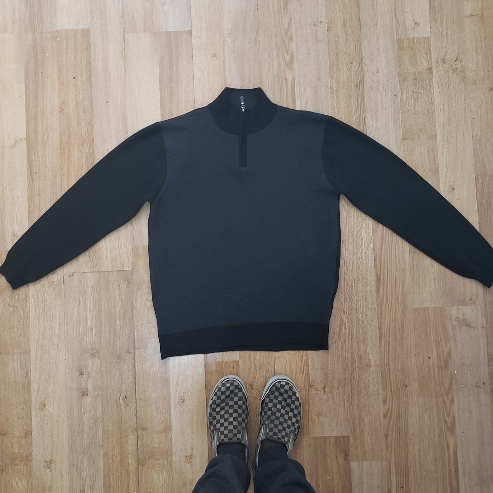 Turtle Neck Zip-Up Sweater Unisex Black And Gray
